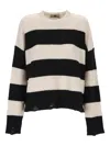 Aniye By Striped Distressed Sweater In Gray