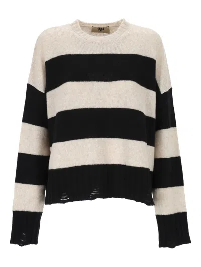 ANIYE BY STRIPED DISTRESSED SWEATER