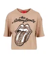 Aniye By T-shitr Cropped Rolling Stones In Cotone In Beige