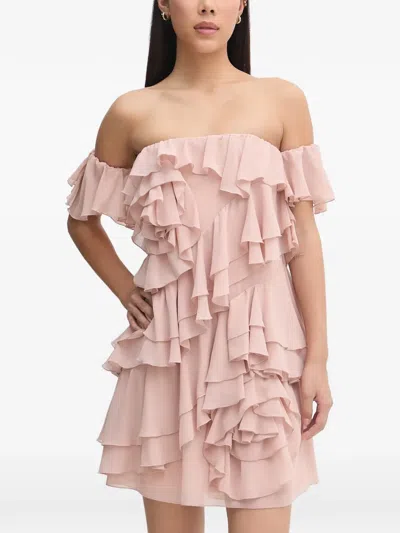 Aniye By Teodora Ruffled Off-shoulder Mini Dress In Pink