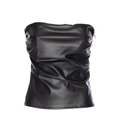 Aniye By Ruched Zipped Strapless Vest In Black