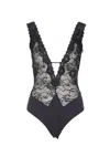 Aniye By V-neck Lace Bodysuit In Black