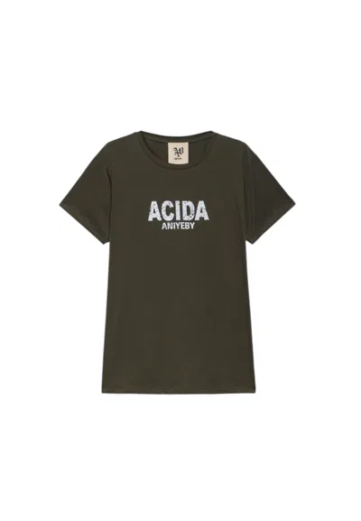 Aniye By T-shirt Half Sleeve Woman  Acid Writing In Green
