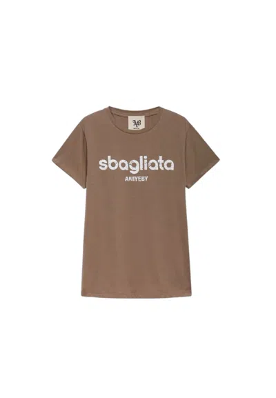 Aniye By T-shirt Half Sleeve Woman  Wrong Writing In Brown