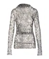 Aniye By Turtleneck Leopard Print Cardigan In Gray