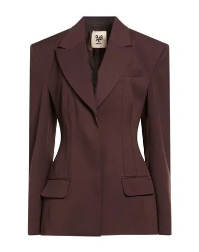 Aniye By Woman Blazer Chocolate Brown Size M Polyester, Viscose, Elastane