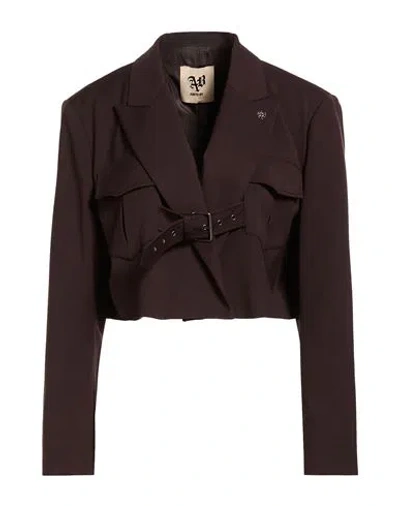 Aniye By Woman Blazer Chocolate Brown Size M Polyester, Viscose, Elastane