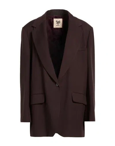 Aniye By Woman Blazer Dark Brown Size M Polyester, Viscose, Elastane In Burgundy
