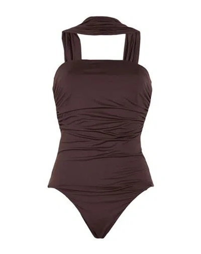 Aniye By Woman Bodysuit Dark Brown Size S Polyamide, Elastane
