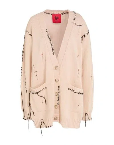 Aniye By Woman Cardigan Cream Size M Acrylic, Alpaca Wool, Wool In Pink