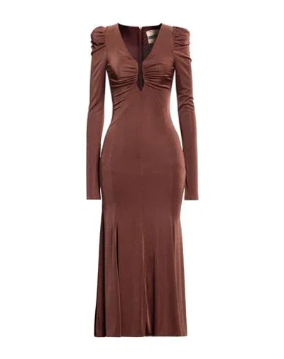 Aniye By Woman Maxi Dress Brown Size 10 Polyester, Elastane