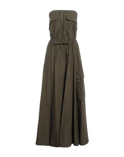 Aniye By Woman Maxi Dress Military Green Size 6 Cotton, Elastic Fibres In Green