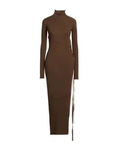 Aniye By Woman Maxi Dress Military Green Size S Polyamide, Acrylic, Wool, Polyester, Elastane In Brown