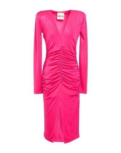 Aniye By Woman Midi Dress Fuchsia Size 8 Polyester, Elastane In Pink