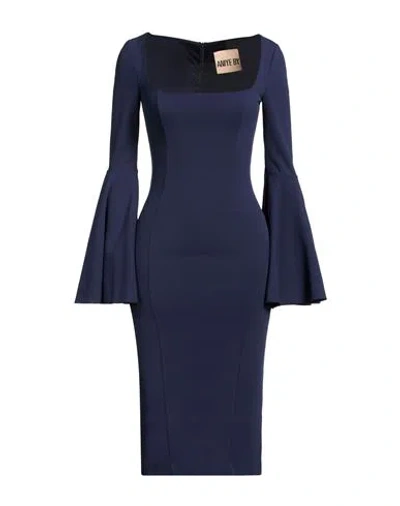 Aniye By Woman Midi Dress Navy Size 10 Polyester, Elastane In Blue