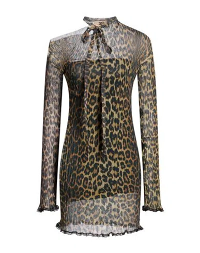 Aniye By Woman Mini Dress Black Size S Cotton, Polyamide In Animal Print