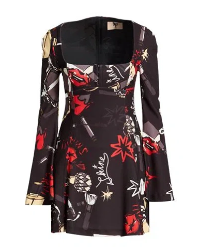 Aniye By Woman Mini Dress Black Size Xs Polyester, Elastane In Animal Print