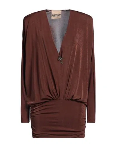 Aniye By Woman Mini Dress Brown Size 6 Polyester, Elastane