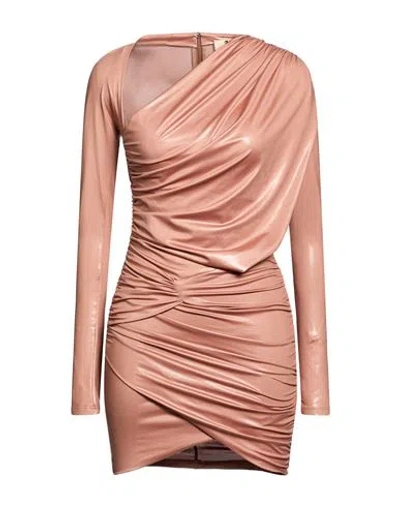 Aniye By Woman Mini Dress Brown Size Xs Polyester, Elastane In Pink