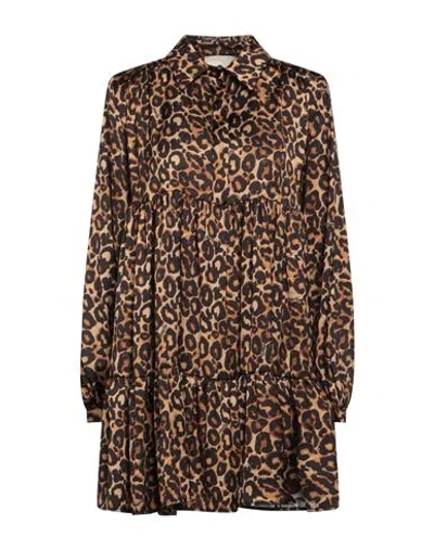 Aniye By Woman Short Dress Camel Size 10 Polyester In Beige