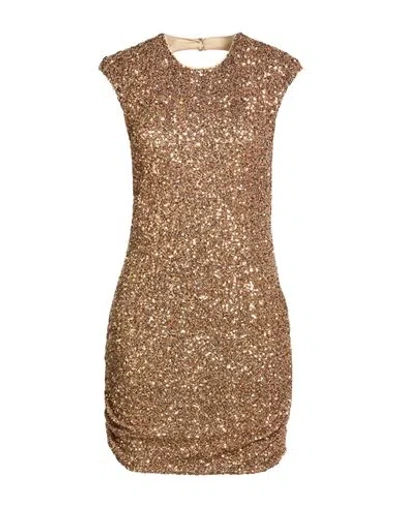 Aniye By Woman Mini Dress Gold Size M Polyester, Elastane In Black
