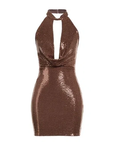 Aniye By Woman Mini Dress Light Brown Size Xs Polyamide, Metal Fiber, Elastane In Sand