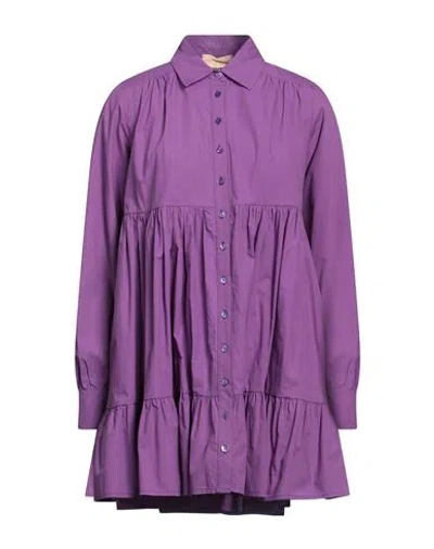 Aniye By Woman Mini Dress Purple Size 4 Cotton