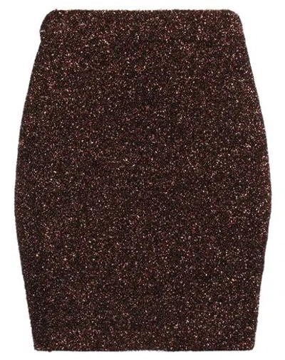 Aniye By Woman Mini Skirt Bronze Size M Polyamide, Metallic Fiber In Brown