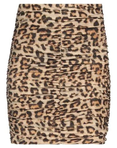 Aniye By Woman Mini Skirt Ocher Size 8 Polyester, Metallic Fiber, Elastane In Brown