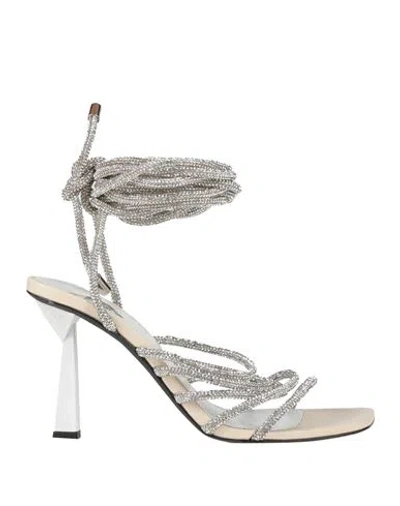 Aniye By Woman Sandals Orange Size 8 Synthetic Fibers In Silver