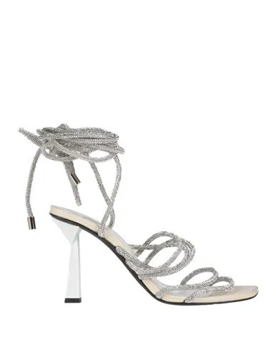 Aniye By Woman Sandals White Size 10 Synthetic Fibers In Silver