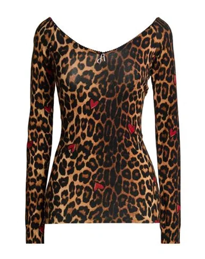Aniye By Woman Sweater Brown Size S Viscose, Polyester In Animal Print