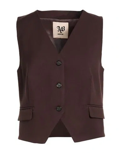 Aniye By Woman Tailored Vest Chocolate Brown Size M Polyester, Viscose, Elastane