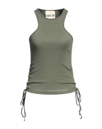 Aniye By Woman Tank Top Military Green Size 8 Cotton, Elastane