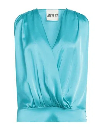 Aniye By Woman Top Azure Size 10 Polyester In Blue