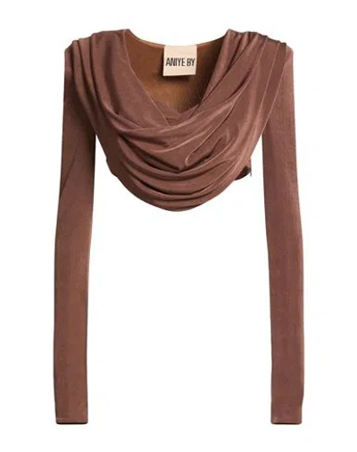 Aniye By Woman Top Brown Size 4 Polyester, Elastane