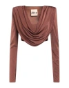 Aniye By Woman Top Brown Size 8 Polyester, Elastane