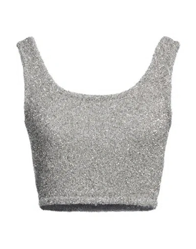 Aniye By Woman Top Grey Size M Polyamide, Metallic Fiber In Gray