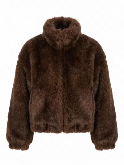 Aniye By Yvette Eco-fur Jacket In Brown