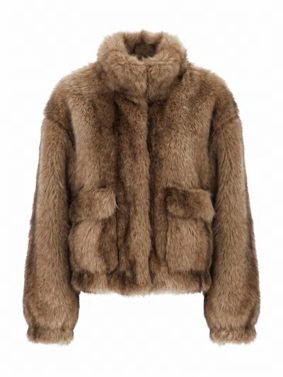 Aniye By Yvette Eco-fur Jacket In Brown