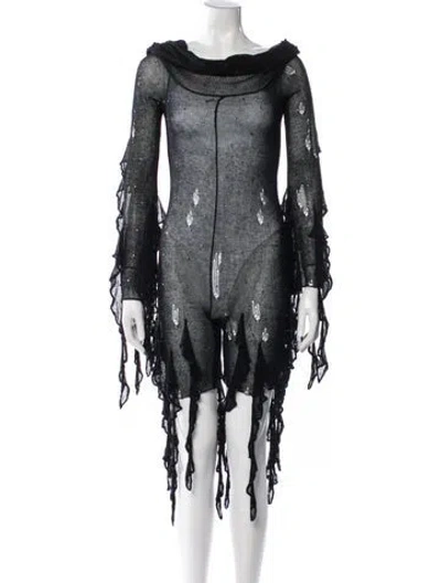 Pre-owned Aniye Records Graphic Print Mini Dress In Black
