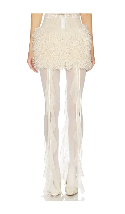 Aniye Records Nika Faux Fur Mini Skirt In White