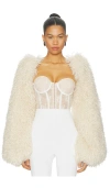 Aniye Records Nilde Faux Fur Bodysuit In White