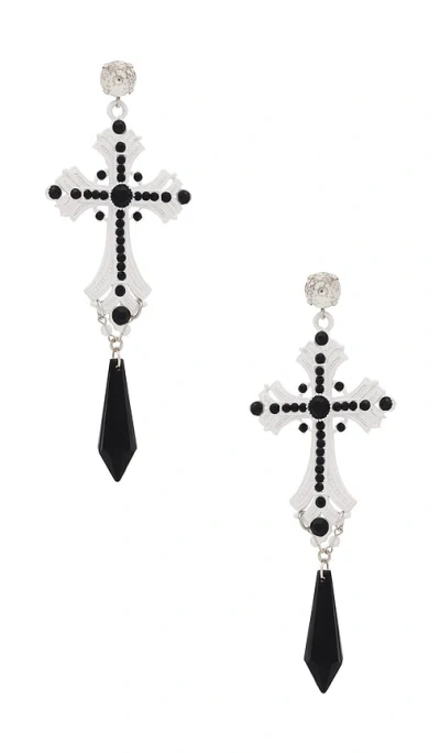 Aniye Records Path Earrings In Black & Milk