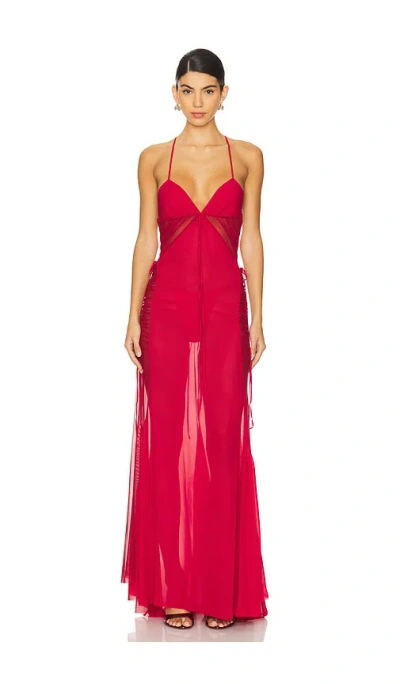 Aniye Records Rox Long Dress In Dark Ruby