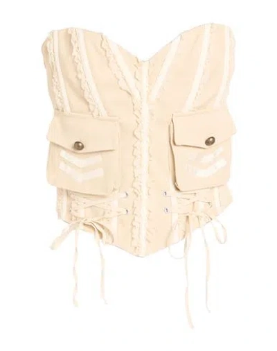 Aniye Records Woman Top Beige Size 4 Cotton In Neutral