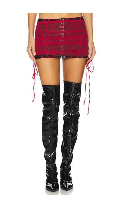 Aniye Records Xira Mini Skirt In 블랙 & 체리