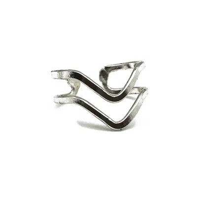 Anju Women's Double Chevron Ring In Silver In Metallic