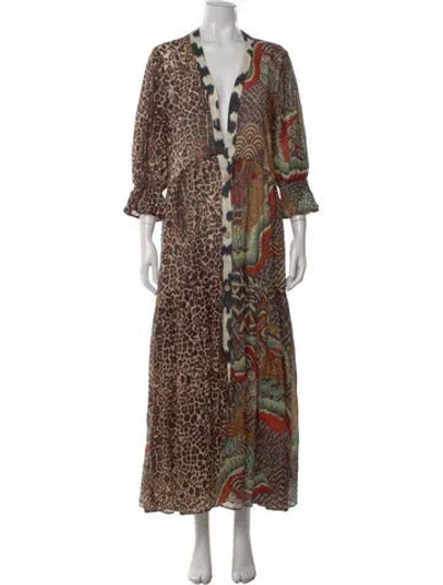 Pre-owned Anjuna Animal Print Long Dress In Brown