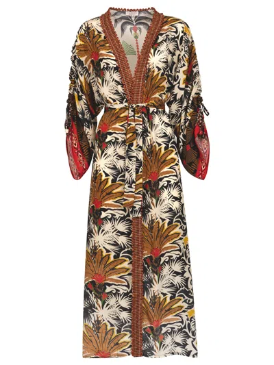 Anjuna Camilla Long Kimono Dress In Brown